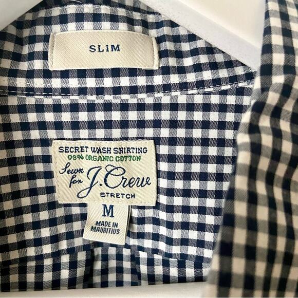 J. Crew Navy And White Gingham Shirt Slim Medium - Picture 4 of 4